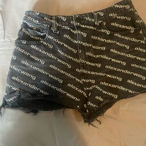 Black Alexander wang logo denim shorts size 29
